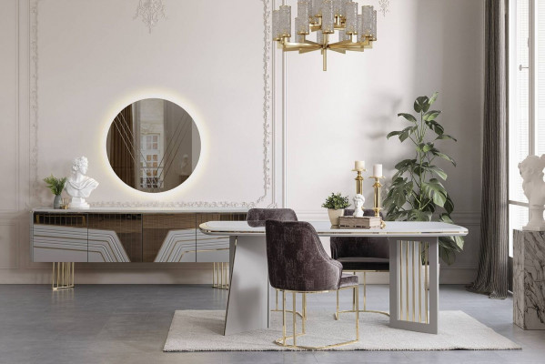 Moderní jídelní sestava Jídelní stůl 4x židle Sideboard set