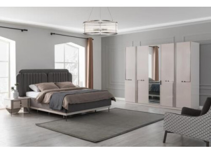 Moderní ložnice - manželská postel, noční stolek, skříň - luxusní.