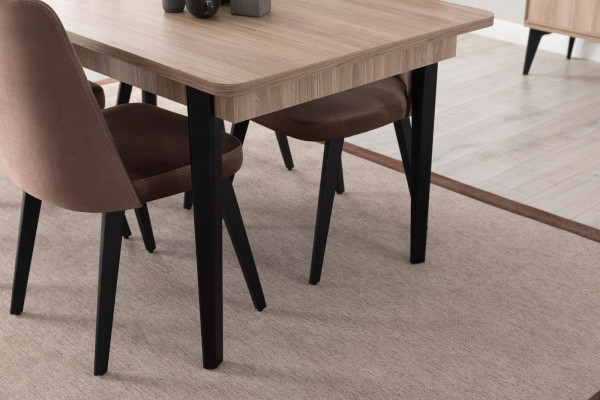 Hnědá jídelní sestava luxusní jídelní stůl 4x židle sideboard zrcadlo