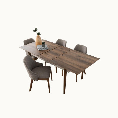 Velký jídelní pokoj Hnědý stůl Dřevěný nábytek Designové jídelní stoly
