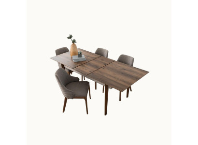 Velký jídelní pokoj Hnědý stůl Dřevěný nábytek Designové jídelní stoly