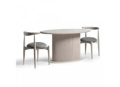 Jídelní sada Jídelní skupina Kompletní jídelní stůl a židle 3 ks béžový design ovál