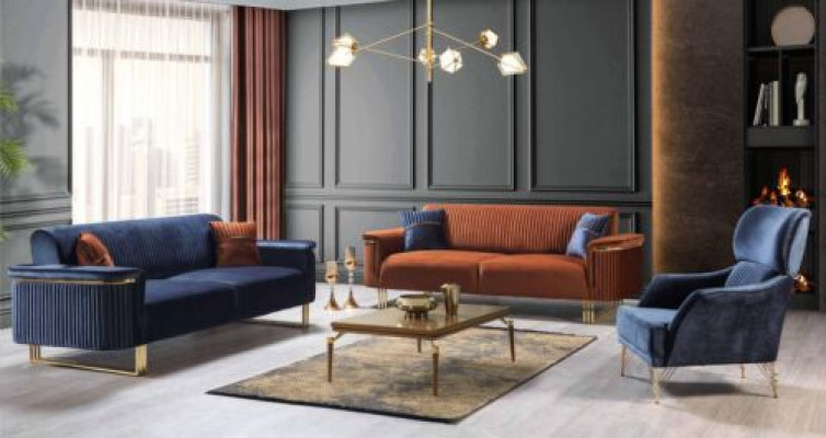 Moderní sedací souprava do obývacího pokoje Designer 3místná pohovka Sedačka Křeslo