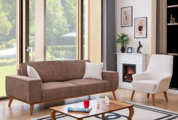 Obývací pokoj Beige třímístná sedací souprava Luxusní bílý jednolůžkový křeslo, 2 kusy.