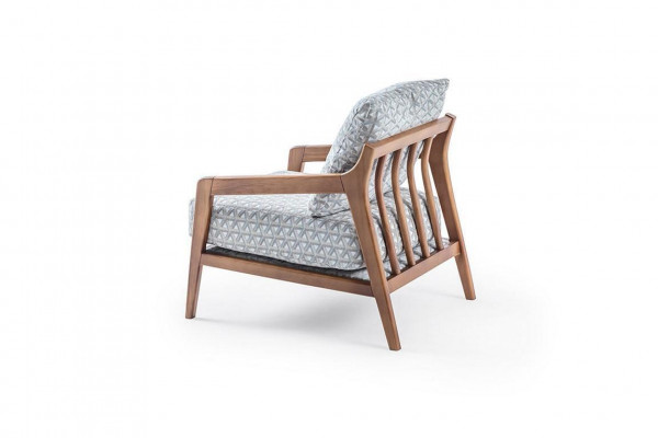 Obývací pokoj Bílý dřevěný rákosový křeslo Potah Roubovaný styl Jeden sedák