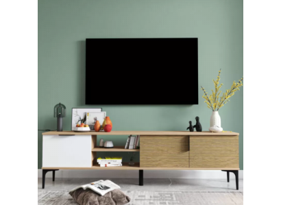 Lowboard RTV Modern Design Luxus Obývací pokoj Obdélníkové Hnědé Bílé