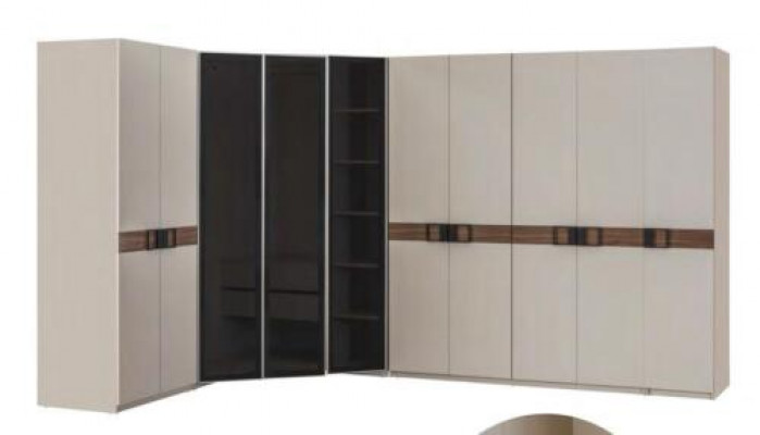 Moderní bílá rohová skříň, designový regál, dřevěná skříň, luxusní nábytek