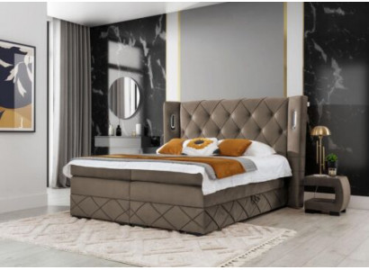 2x Noční stolky Ložnice Kompletní 3dílná Luxusní postel Moderní vybavení Dřevo