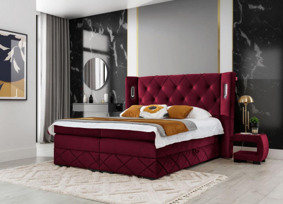 Design ložnice sada 6 kusů Kompletní postel noční stolek dřevo moderní polštářová postel
