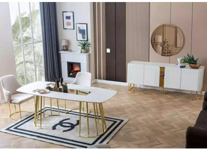 Stůl židle 7dílná jídelna Dřevěný jídelní set Skupina nový design