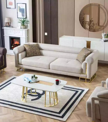 Sedačka 3 místná textilie obývacího pokoje design moderní nový luxus bílá.