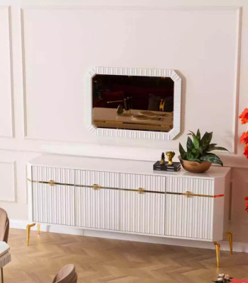 Skříň s prosklenou poličkou Design nábytek Konzola Dřevo Obývací pokoj Designér