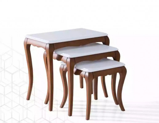 Beistelltisch 3x Obývací pokoj nábytek Materiál Dřevo bílý Design Moderní