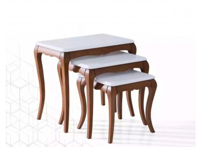 Beistelltisch 3x Obývací pokoj nábytek Materiál Dřevo bílý Design Moderní