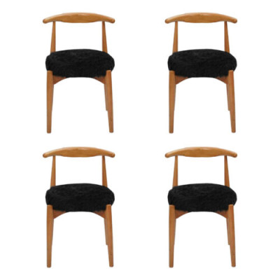 Moderní jídelní pokoj dřevo 4x židle hnědá Bez područky Design čalouněné židle.