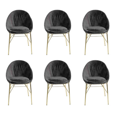 Moderne Design Schwarz 6x Stühle Ohne Armlehne Esszimmer Luxus Möbel