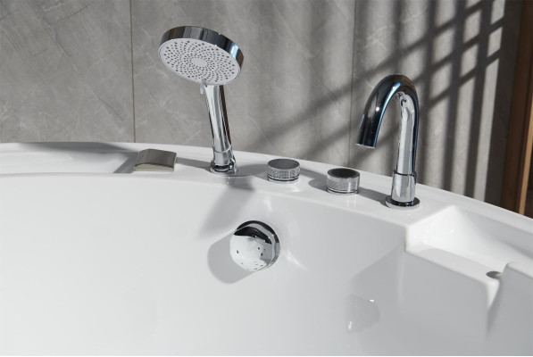 Luxus Whirlpool Badewanne Runde Wanne Licht Wasserfall LED-Beleuchtung