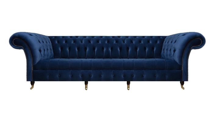 Obývací pokoj Pohovka Čtyřmístná Pohovka Potahové Nábytek Modrá Luxusní Chesterfield