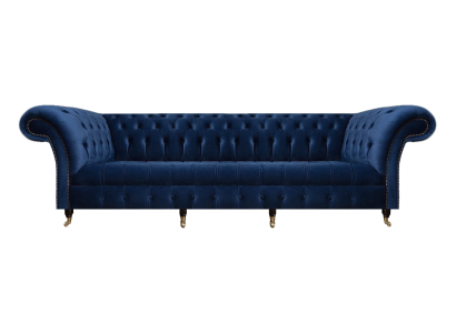 Obývací pokoj Pohovka Čtyřmístná Pohovka Potahové Nábytek Modrá Luxusní Chesterfield