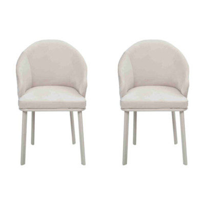 Moderní jídelní stůl Bílá 2x židle Designer Kuchyňský nábytek s polstrovaným sedadlem.