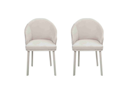 Moderní jídelní stůl Bílá 2x židle Designer Kuchyňský nábytek s polstrovaným sedadlem.