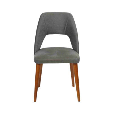 Grau-Brauner Designer Holzstuhl Esszimmerstühle Luxuriöses Holzgestell