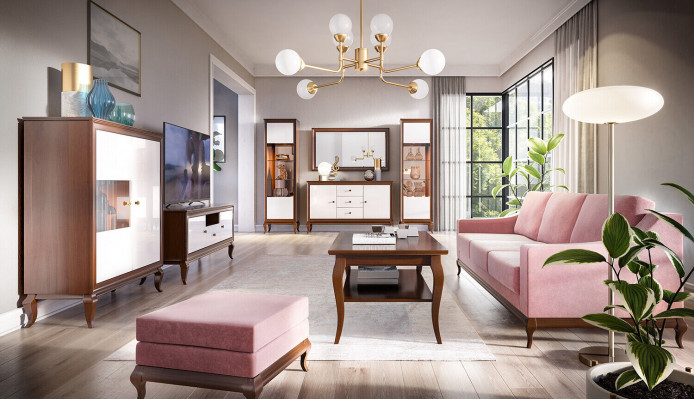 Obývací pokoj Set Vitrína Komoda Zrcadlo Obývací stěny Komody Design