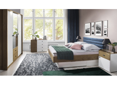 Design ložnice 5-dílná sada postel noční stolky komoda šatní skříň