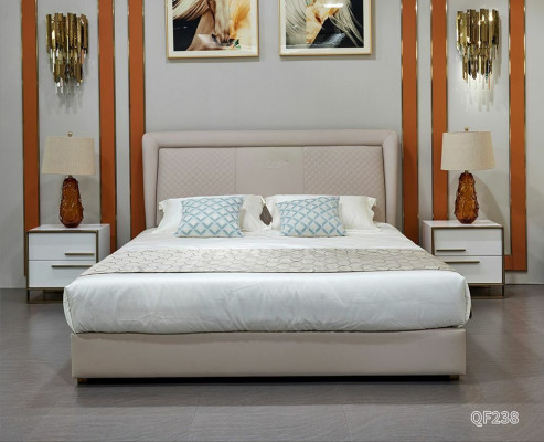 Postel Postele Dřevo Kůže Potah Manželství Design Kůže Hotel Boxspring Nábytek 180x200