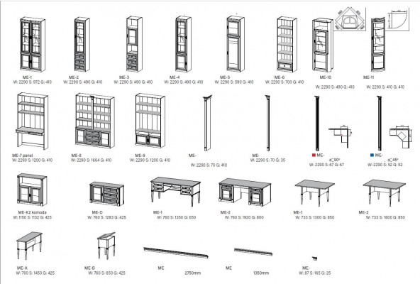 Nástěnné skříně a nábytek designérů pro vestavbu a přístav koutové skříně