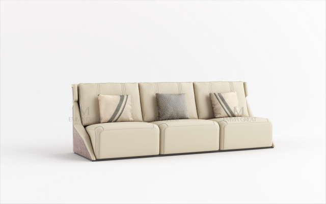 Třísedák Pohovka Čalouněný Design Sofa Moderní 3-sedačková Sofa Opatřená Beige.