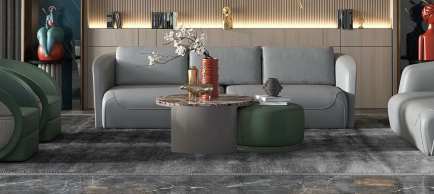 Couch stůl kávový design luxusní kulatý stůl pohovka 2x set souprava kámen