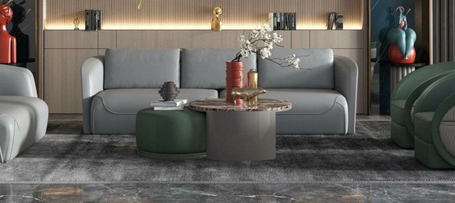 Couch stůl kávový design luxusní kulatý stůl pohovka 2x set souprava kámen