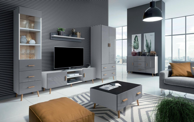 Komoda Brillo, dřevěné komody, skříň, sideboard, obývací pokoj, vysoká skříň, příborník.