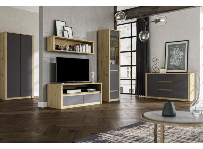 Wohnwände Anrichte Low Board Side Schrank Wohn Zimmer Sideboard Regal 5tlg. Set --> Obývací stěny, kredence, nízká skříň, skříň, obývací pokoj, komoda, regál 5dílná sestava