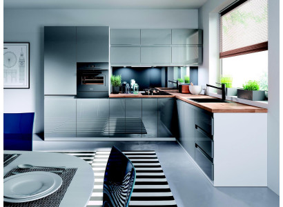 Moderní kuchyně L tvaru Kuchyňská skříň Design Nábytek na míru Šedá kuchyňská linka