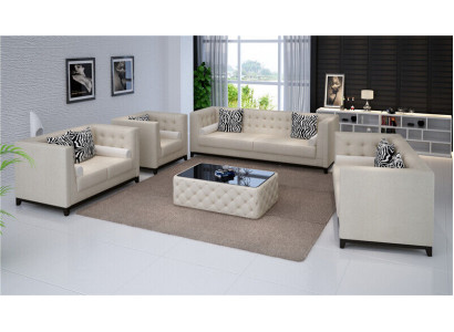 Sofa sestava Set Design pohovky čalouněné gauče kůže 3 2 sezení