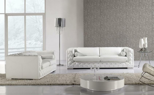 Kožená pohovka Obývací pokoj Rozložitelný 3+2 Místa Souprava Design Dekorace Moderní Pohovka