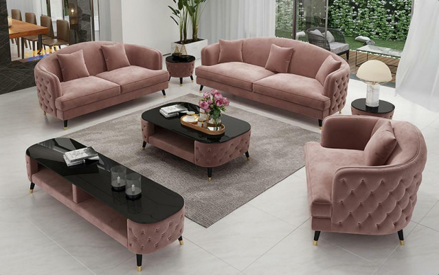 Sofa set 3+2+1 sezení Konferenční stůl Sideboard Set Design Moderní 7dílný