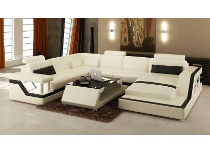 Osvětlená obývací pokoj pohovka polstrovaný rohový nábytek kůže gauči