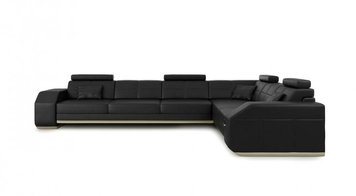 Rohová sedací souprava z kůže a textilu designová pohovka obývací stěna