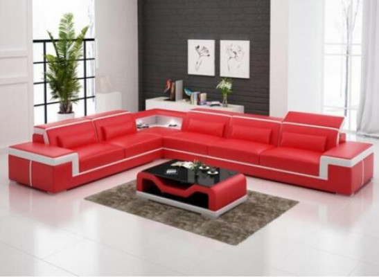 Designer Sofa Couch Ecksofa Leder Textil Garnitur Wohnlandschaft Polster Návrhářská pohovka, sedací souprava, rohová pohovka, kůže, textil, vybavení obývacího pokoje, potah