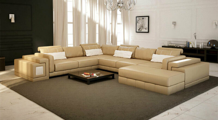 Ledersofa U-Form Couch Wohnlandschaft Ecksofa Garnitur Design Modern Sofa neu