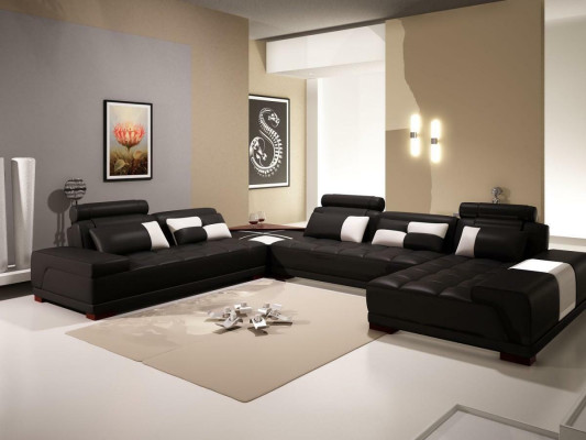 Ecksofa Ledersofa Polster Wohnlandschaft Couch Sofa Eckgarnitur UForm