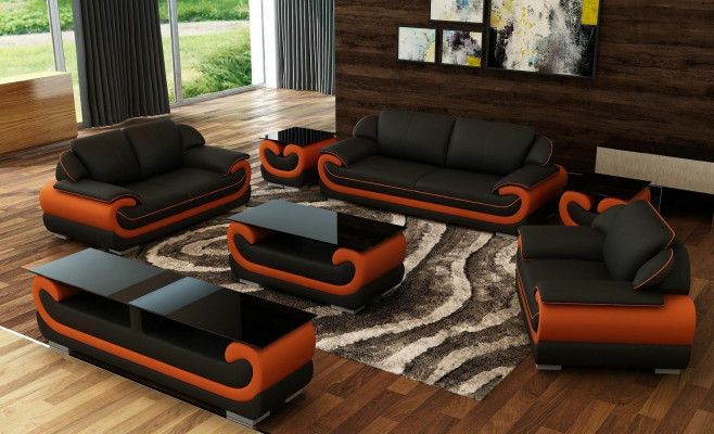 Pohovka z pravé kůže Living Landscape 3+1+1 sedačka set Design Modern Sofa