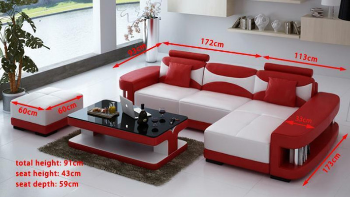 Kůžená pohovka Rozkládací pohovka Pohovka Nohový stolek Sedačka Sezlong Sofa Design
