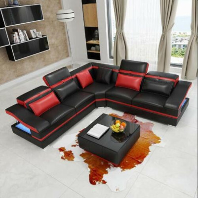 Ecksofa LForm Couchtisch Ecke Leder Garnitur Tisch Wohnlandschaft 2tlg