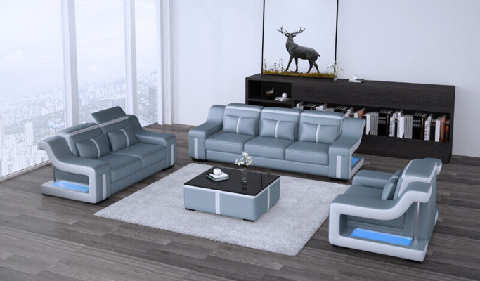 Sofa set Couch Upholstered Sofa 322 Complete Set Suites Design Leather 3 pieces.