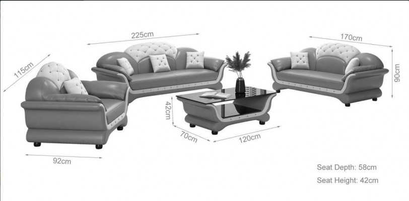 Sofa set 3+2+1 Design Sedací souprava Pohovka Polštáře Pohovka Moderní Luxus Nový