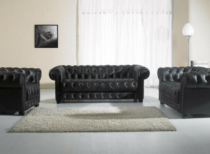 Chesterfield pohovky křesla kůže 3+2 místný sada sedací soupravou garnitury